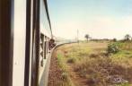 Viajando na antiga linha de trem entre Bauru, no interior de São Paulo, e Corumbá, no Mato Grosso do Sul, fornteira com a Bolívia (viagem de Julho de 1990)